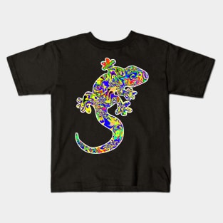 Colorful surreal psychedelic lizard king III Kids T-Shirt